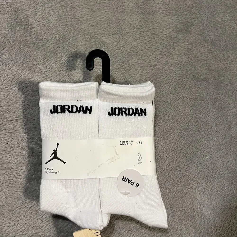 Jordan Socks Youth 3Y-5Y White Crew Lightweight Logo 6 Pack